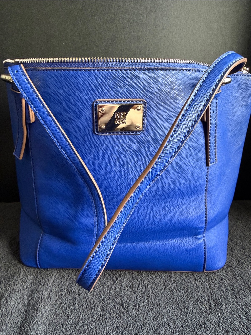 New York & Company Royal Blue Saffiano Crossbody Bag